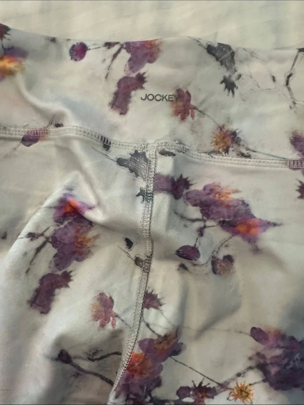 Jockey Floral Active Cropped Stretch Leggings in Lavender, Purple, Orange Size L - Picture 6 of 11